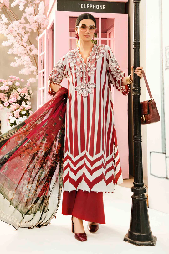 Maria B M Prints Embroidered Lawn Suit MPT-2609-A - Image 2