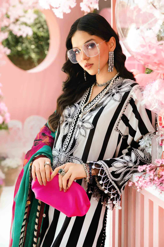 Maria B M Prints Embroidered Lawn Suit MPT-2609-B - Image 4