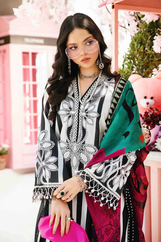 Maria B M Prints Embroidered Lawn Suit MPT-2609-B - Image 2
