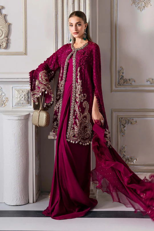 Maria B Luxury Embroidered Chiffon Suit - BD-3003 - Image 4