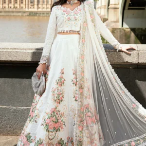 Maria B Formal Embroidered Raw Silk Suit WF-09-02-White