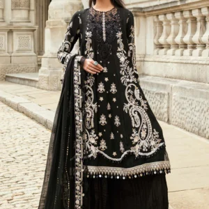 Maria B Formal Embroidered Raw Silk Suit WF-09-03-Black