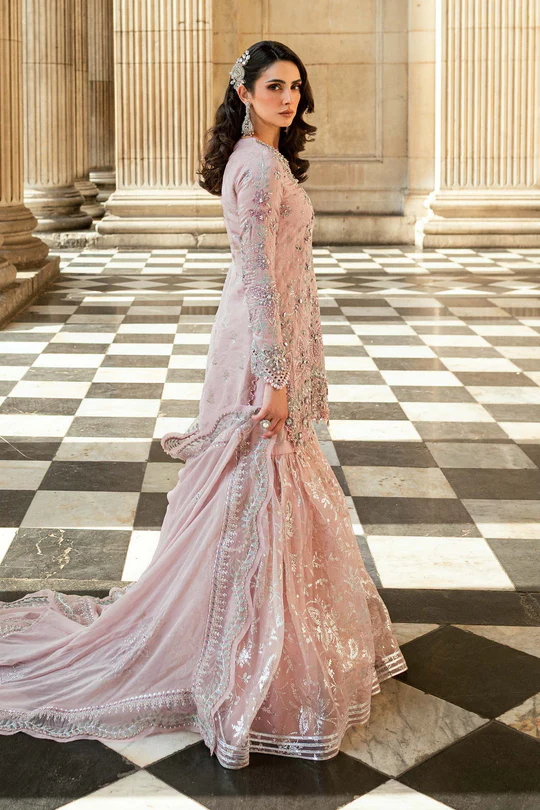 Maria B Formal Embroidered Raw Silk Suit WF-09-05-Nude Pink - Image 3