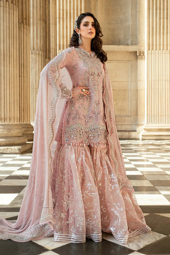 Maria B Formal Embroidered Raw Silk Suit WF-09-05-Nude Pink - Image 2